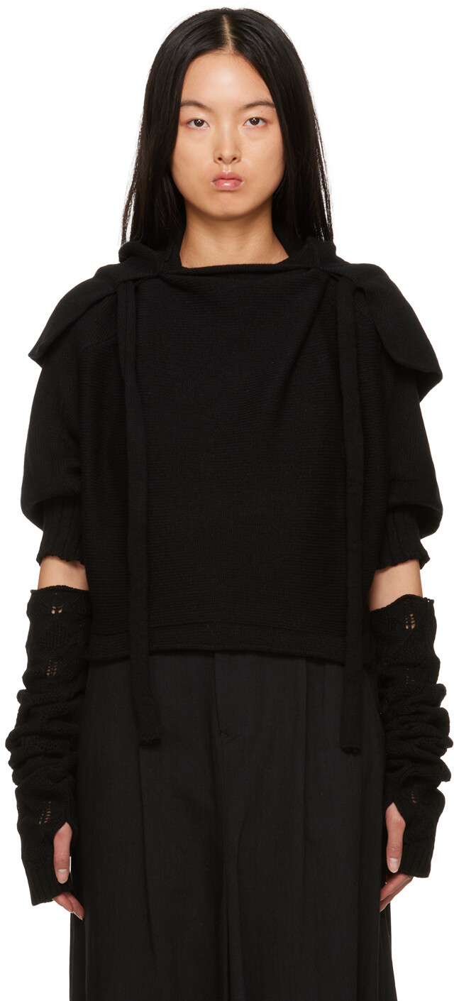 

Черный укороченный худи Yohji Yamamoto