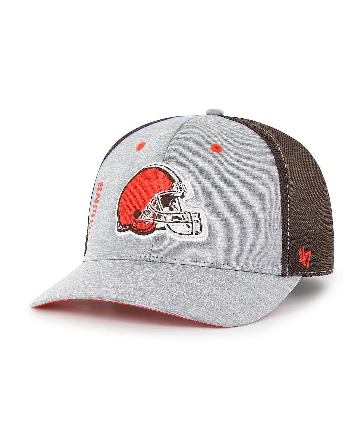 Мужская серо-коричневая шляпа Cleveland Browns Pixelation Trophy Flex. '47 Brand