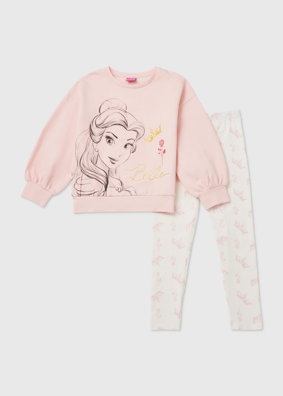 Детский розово-кремовый пижамный комплект Disney Belle (3–9 лет), белый 1 упаковка пижамы с напуском и рукавами крылышками и манжетами в виде животного розовый комплект hype розовый