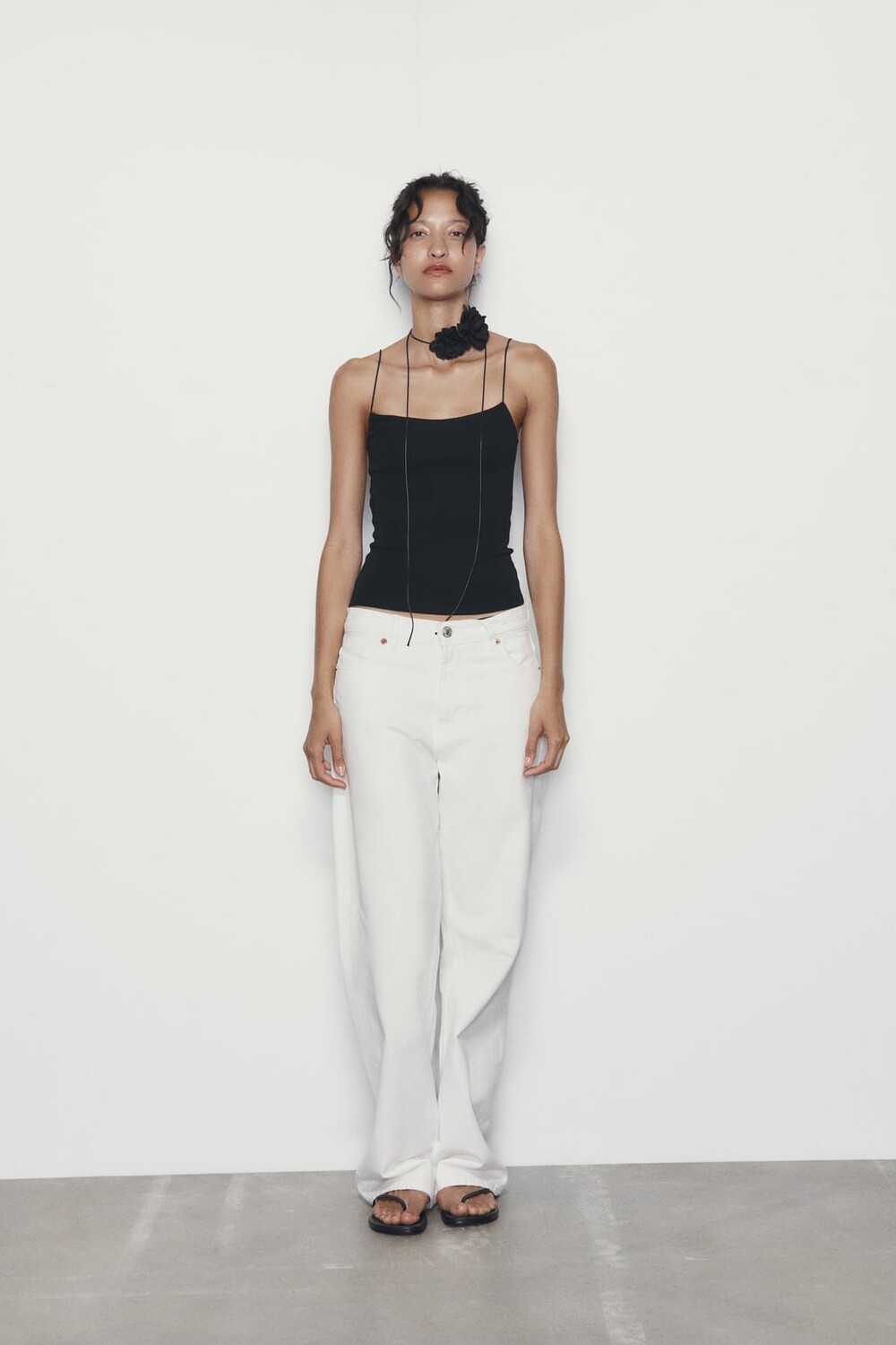

Топ с ремешками ZARA, черный