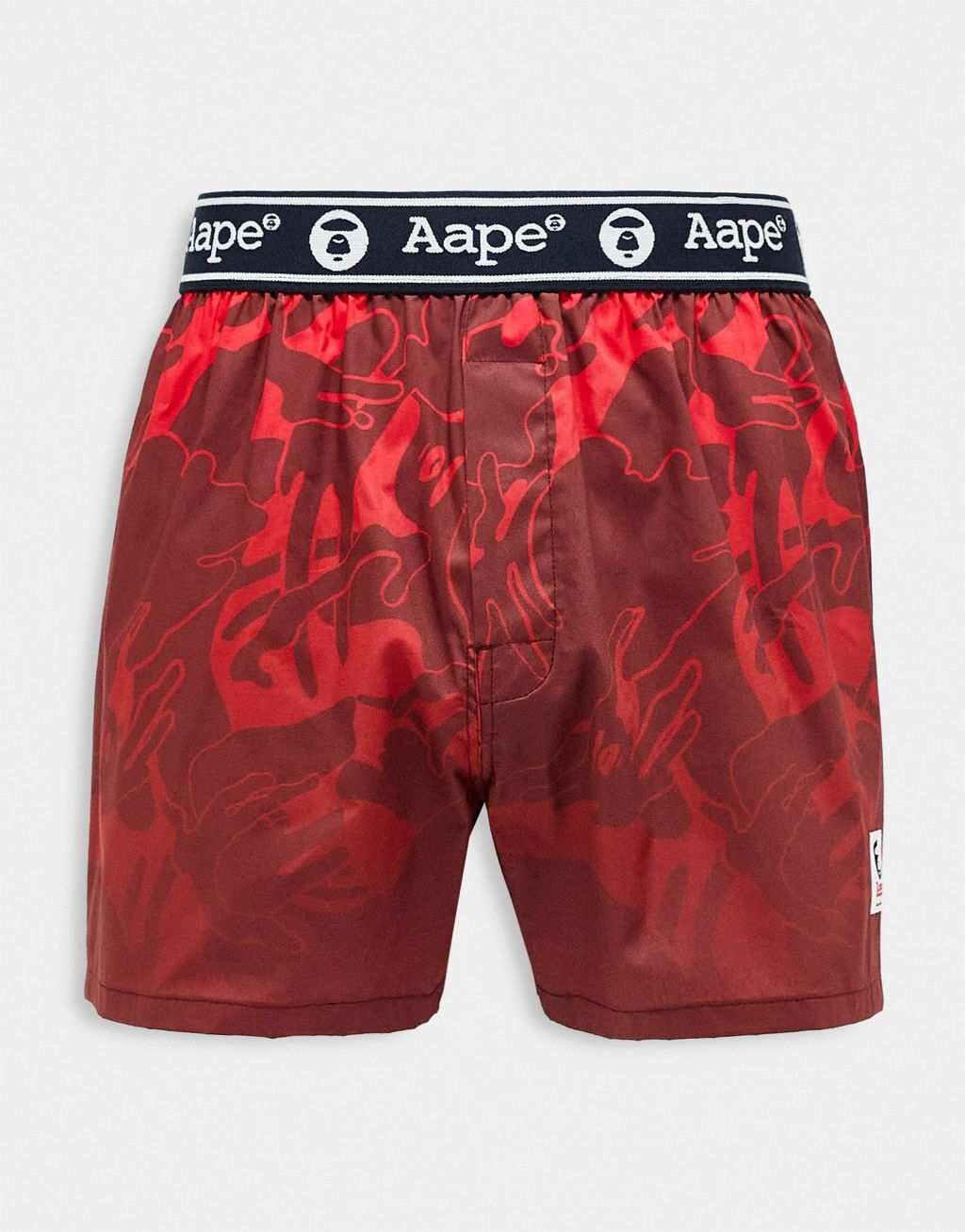 

Хлопковые боксеры Aape by A Bathing Ape красного камуфляжного цвета с поясом с логотипом