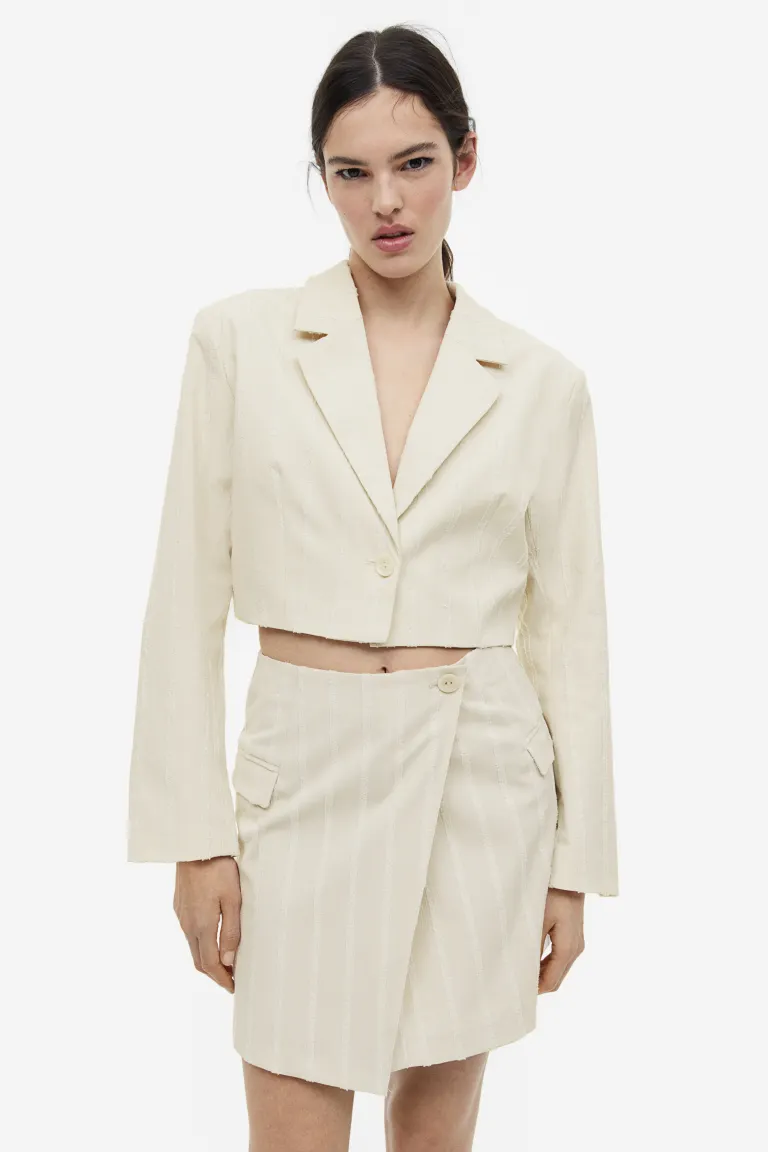 Юбка из тисненого материала с трансфером H&M, белый короткая юбка с завышенной талией zara фисташковый