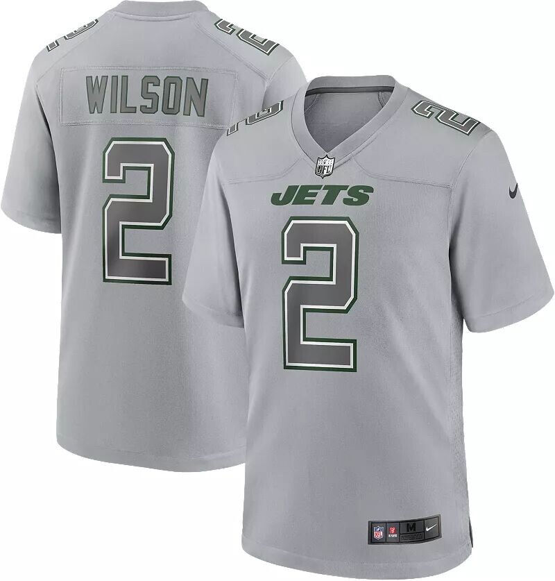 

Мужское джерси Nike New York Jets Zach Wilson #2 Atmography Grey Game