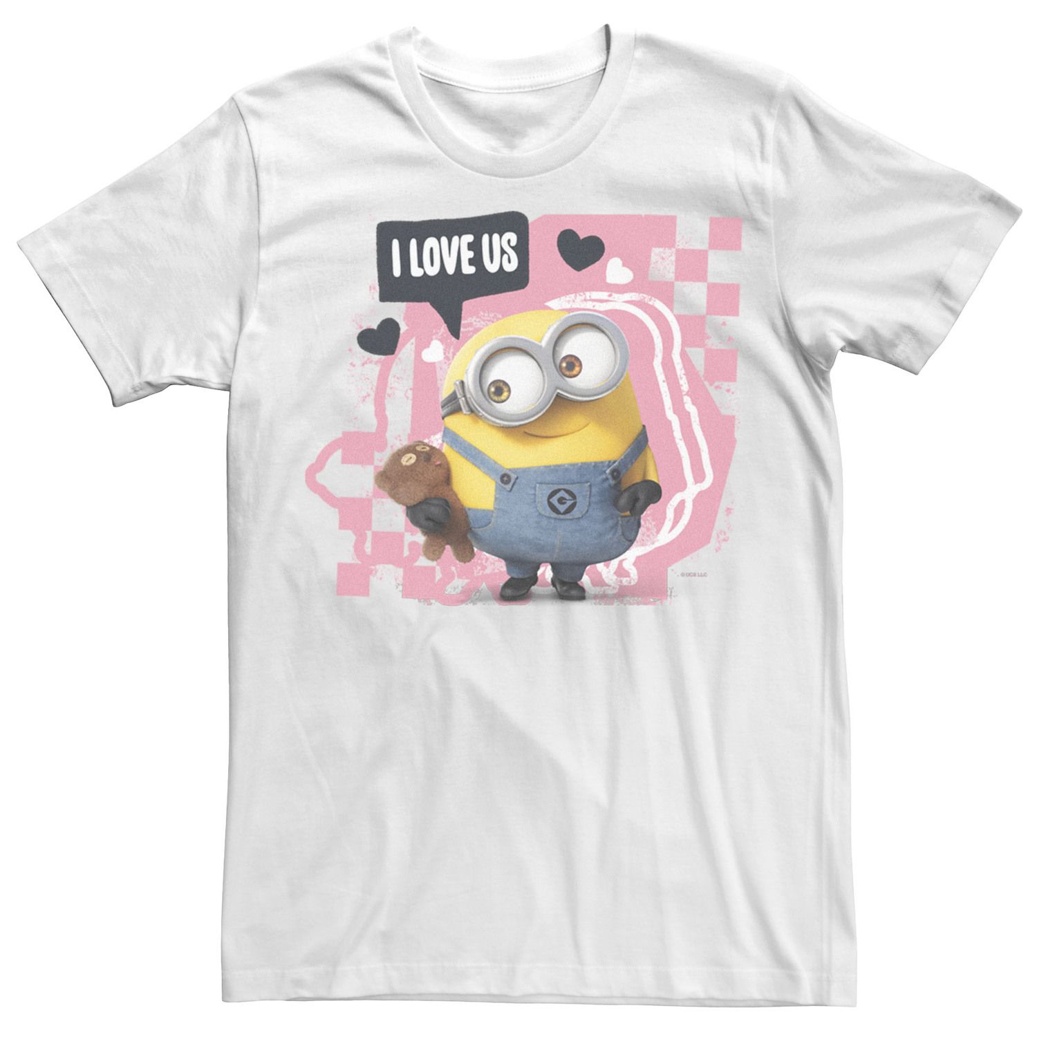 цена Мужская розовая футболка с портретом в клетку Minions I Love Us Licensed Character