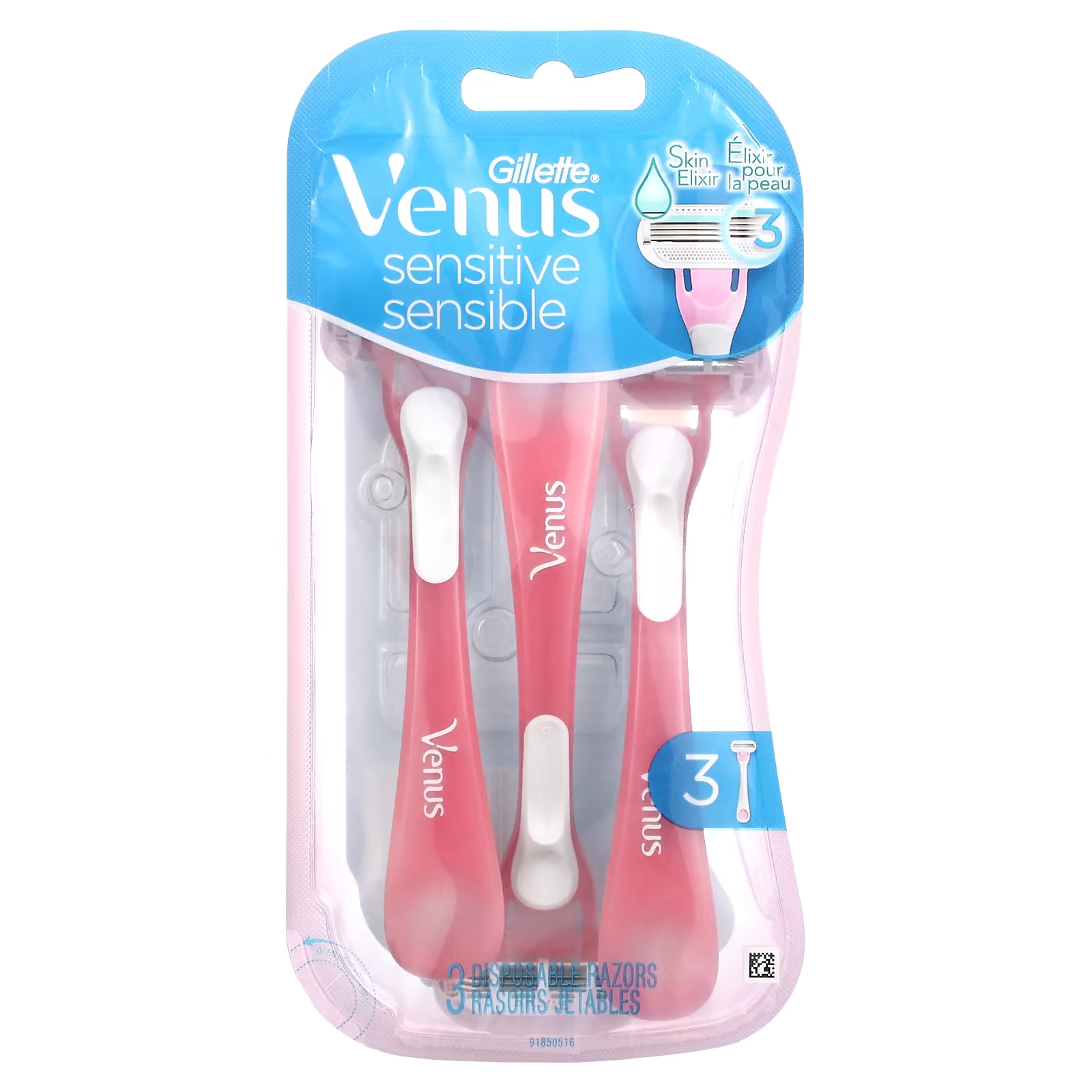 Одноразовые бритвы Gillette Venus Sensitive, 3 шт одноразовые бритвы gillette venus tropical 2 шт