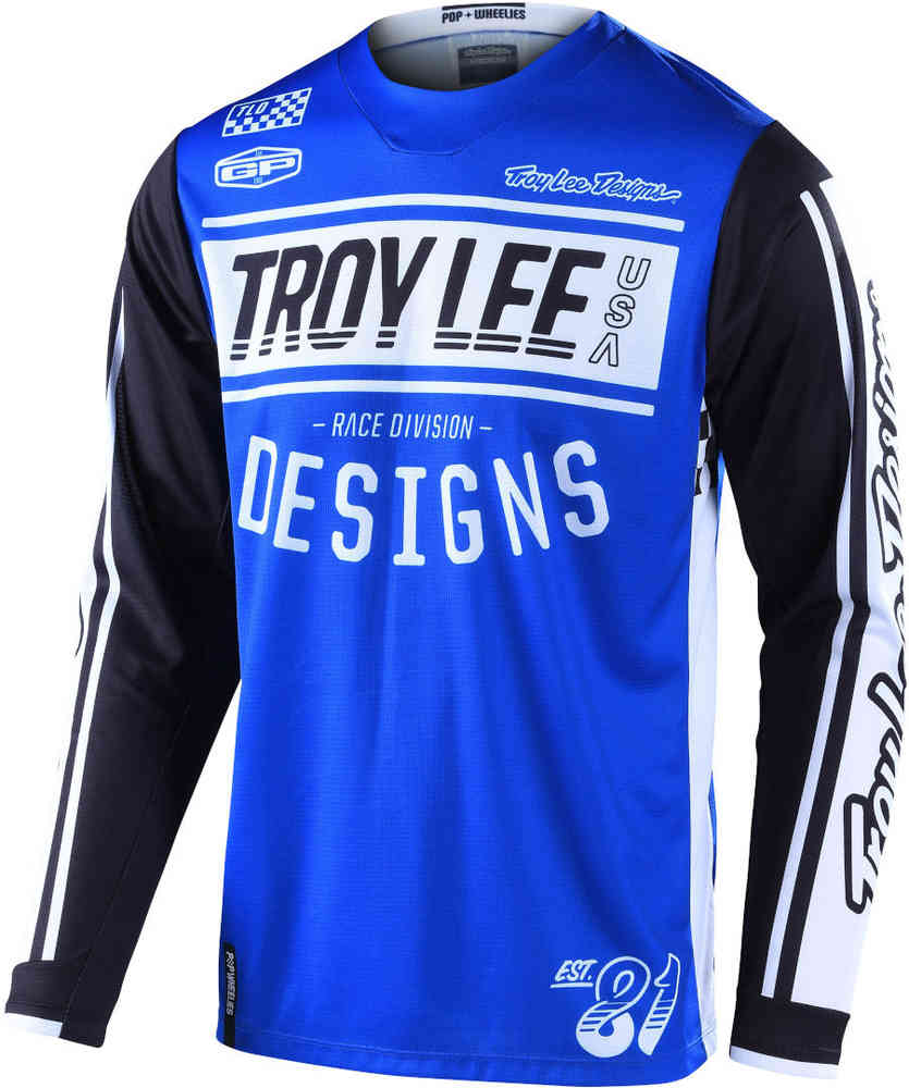 брюки для мотокросса gp icon troy lee designs голубовато черный Джерси для мотокросса GP Gear Race81 Troy Lee Designs, синий