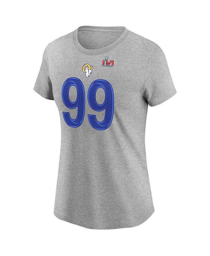 

Женская футболка Aaron Donald Royal Los Angeles Rams Super Bowl LVI с именем и номером Nike, серый