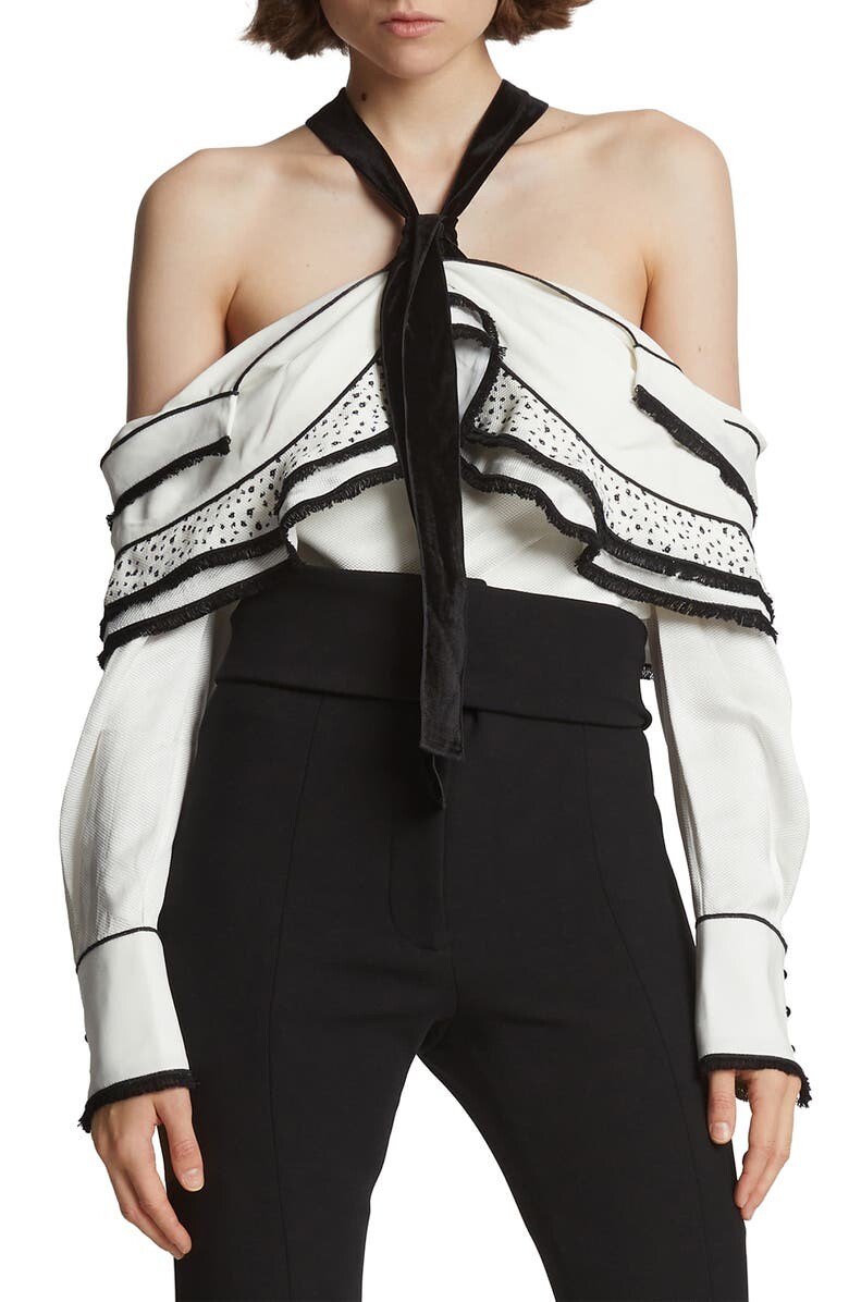 

Укороченная блузка с открытыми плечами и халтерным вырезом PROENZA SCHOULER