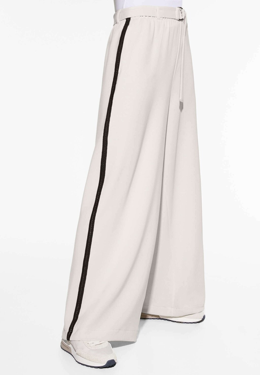 Брюки Modal Wide-Leg With Side Stripe Trousers OYSHO, цвет stone