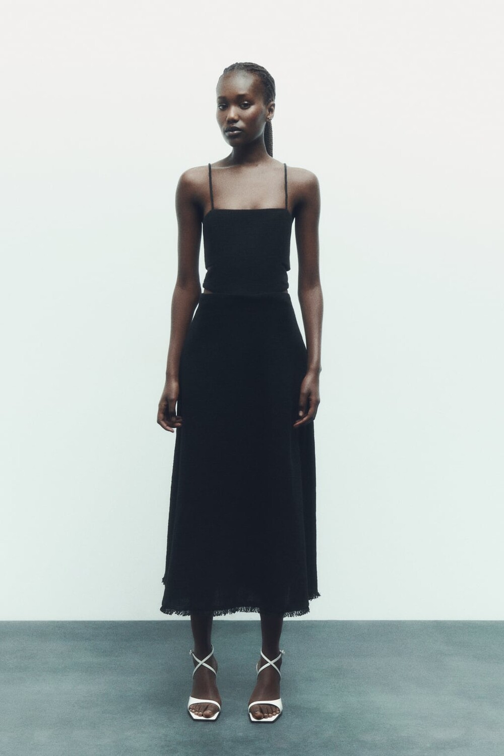 

Платье-комбинация миди с вырезами ZARA, черный