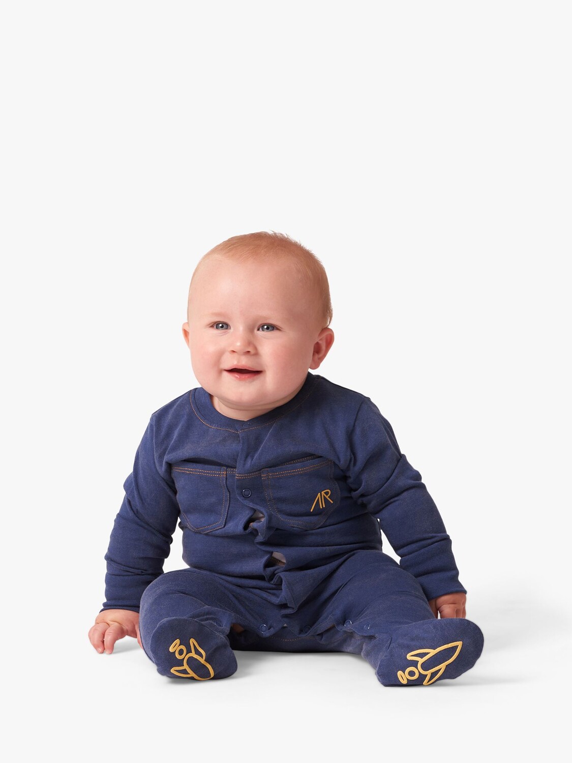 

Джинсовый трикотажный комбинезон Angel & Rocket Baby Callum, синий