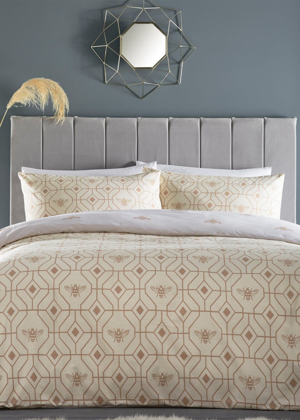 

furn. Комплект пододеяльников с геометрическим узором Bee Deco, серебрянный