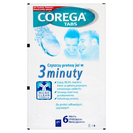 Таблетки для чистки зубных протезов, 6 шт. Corega, Tabs таблетки для чистки гидросистемы jura 24225 6 шт