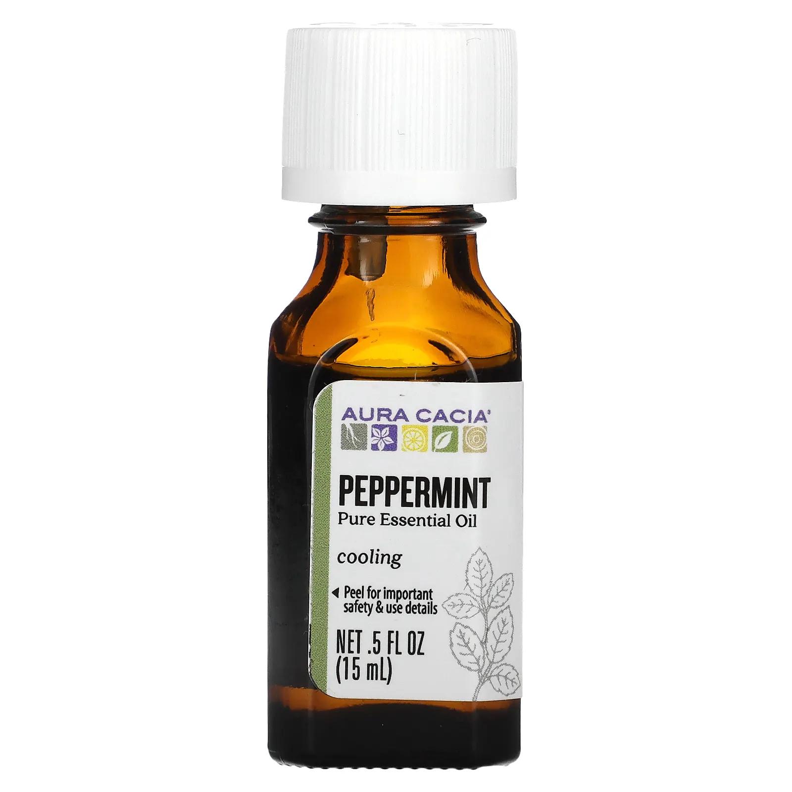 Aura Cacia Pure Essential Oil Peppermint .5 fl oz (15 ml) aura cacia pure essential oil organic lavender 25 fl oz 7 4 ml
