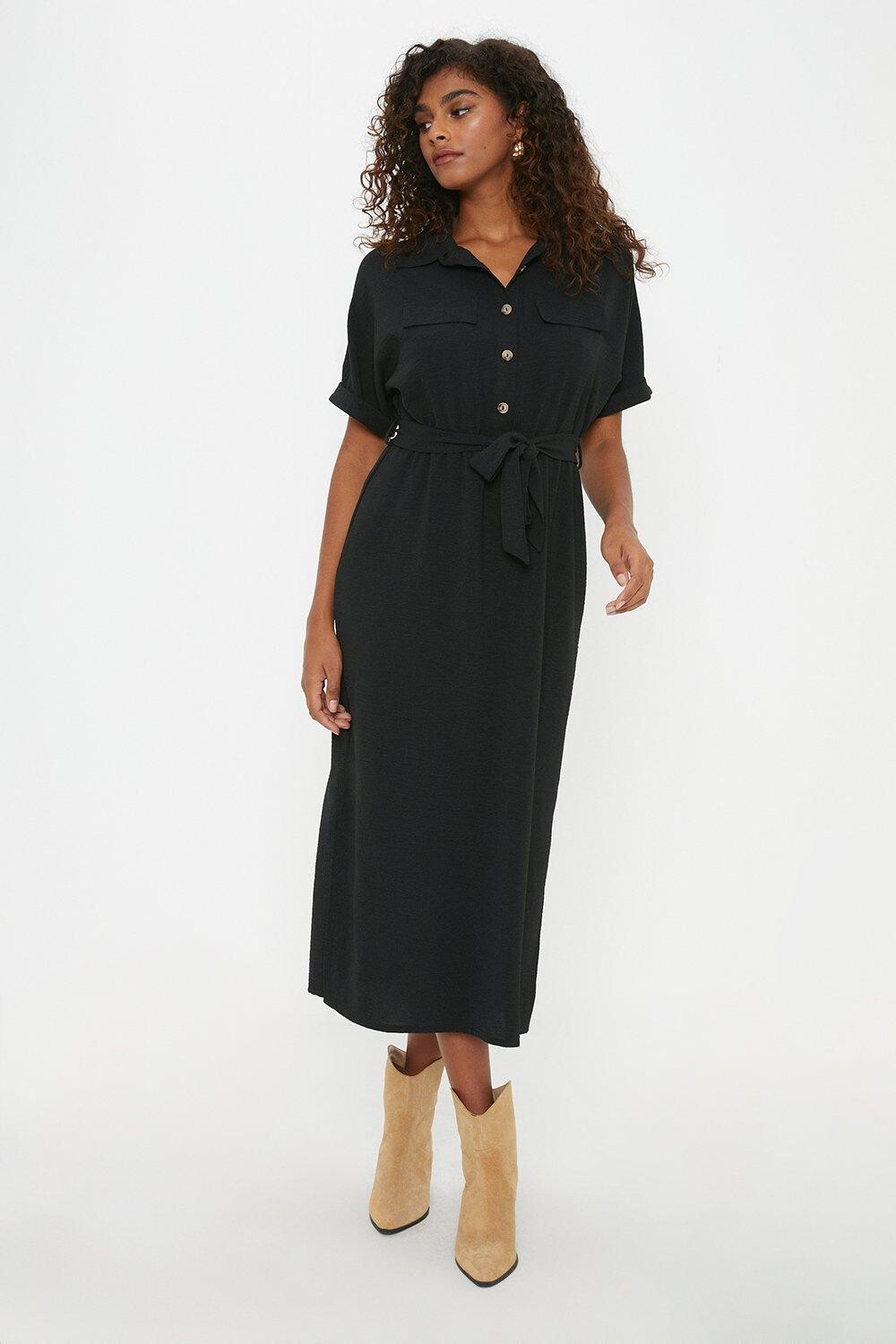 

Платье-рубашка в стиле милитари Dorothy Perkins, черный