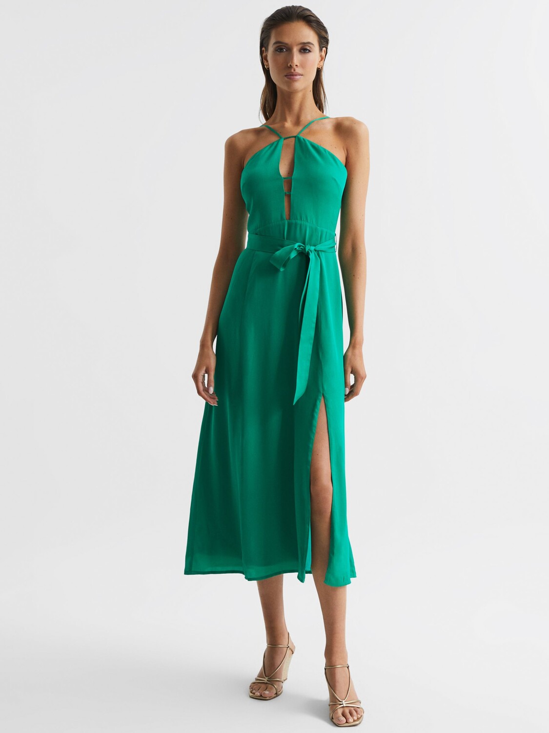 

Платье с бретелями Reiss Arianna, зеленое