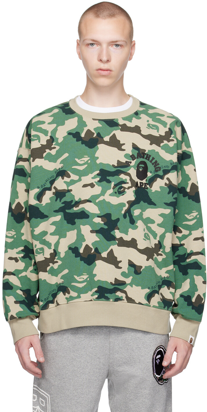 

Зеленый свитшот с камуфляжным принтом Woodland BAPE