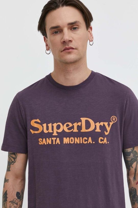 

Хлопковая футболка Superdry, фиолетовый
