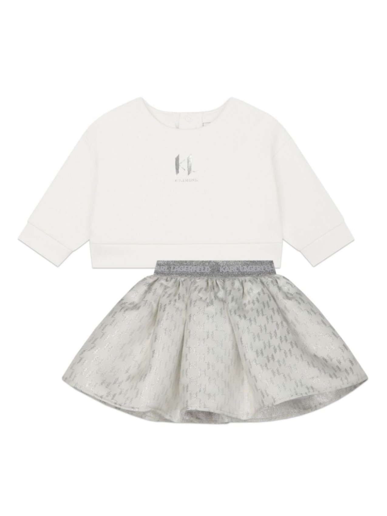 

Karl Lagerfeld Kids комплект из юбки и топа с монограммой, серый