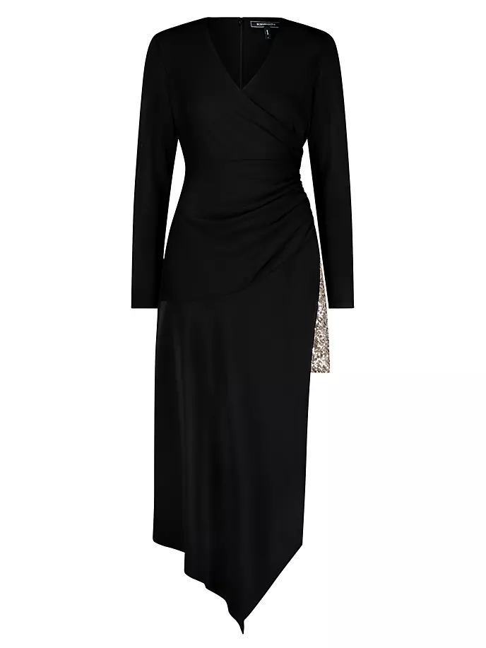 

Асимметричное платье-миди с пайетками Bcbgmaxazria, черный