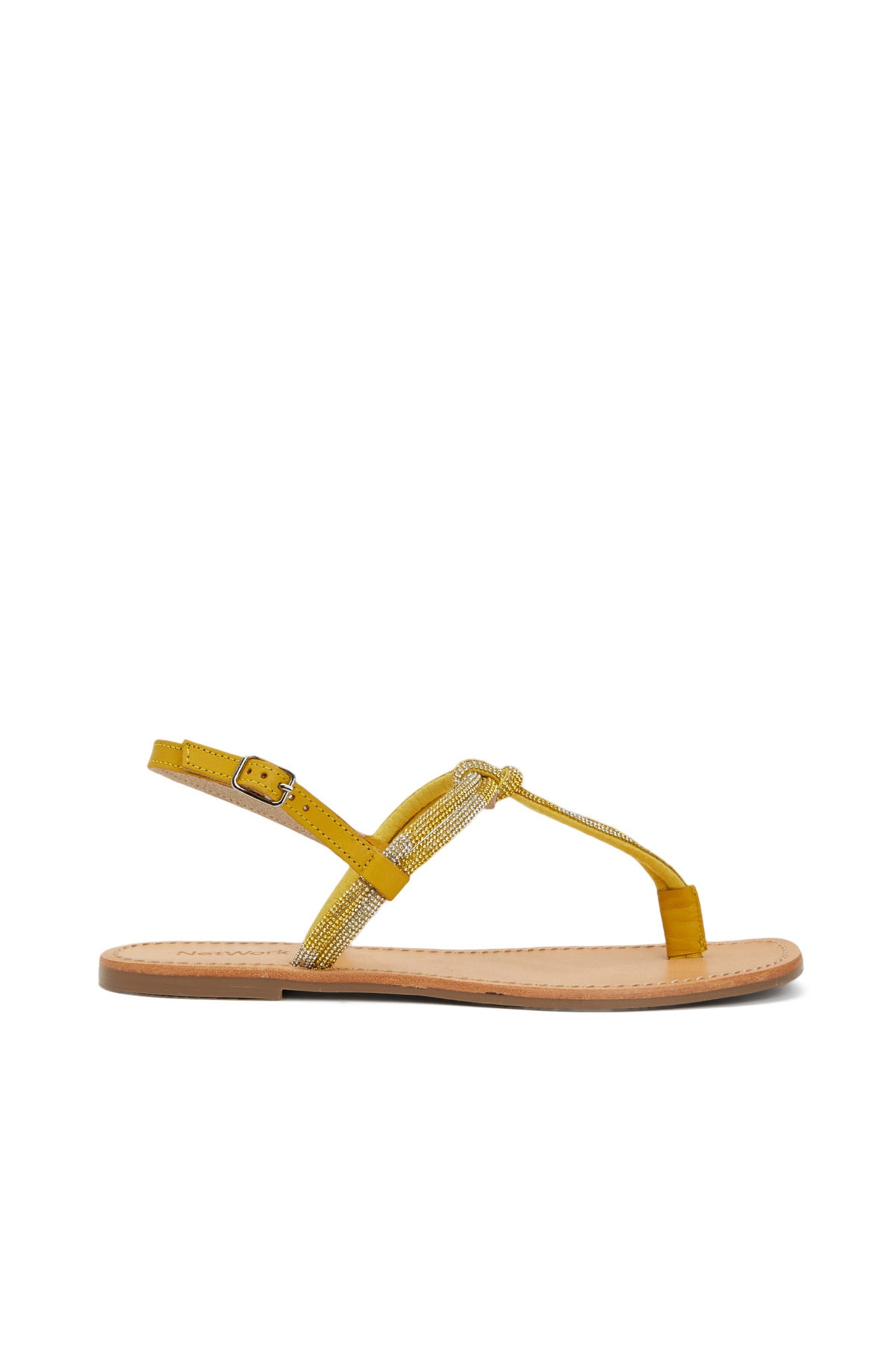 сандалии женские желтые Желтые женские кожаные сандалии Network, желтый