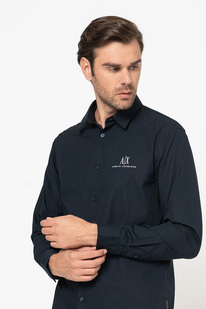 

Рубашка с вышитым логотипом Armani Exchange, синий