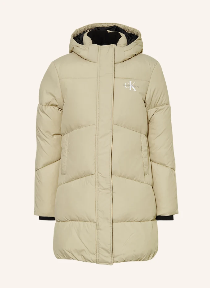 Стеганое пальто Calvin Klein, бежевый женское стеганое пальто больших размеров calvin klein серый