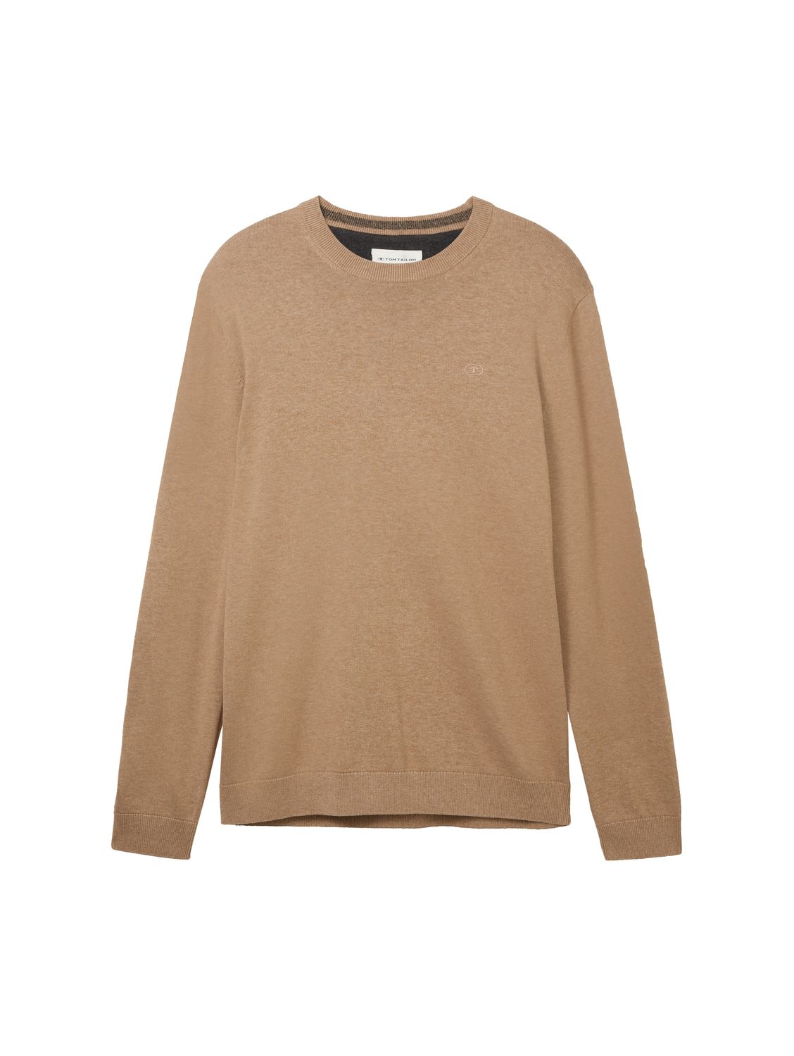 Пуловер Tom Tailor BASIC CREWNECK, коричневый пуловер tom tailor dünner feinstrick basic v ausschnitt sweater коричневый