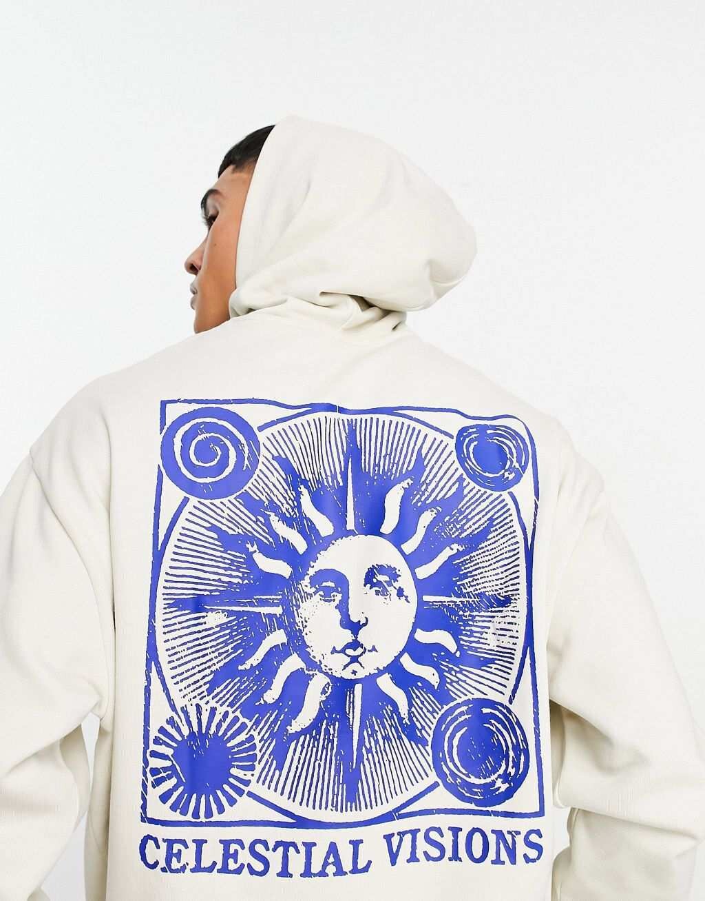 

Бежевая толстовка оверсайз с небесным принтом на спине ASOS DESIGN