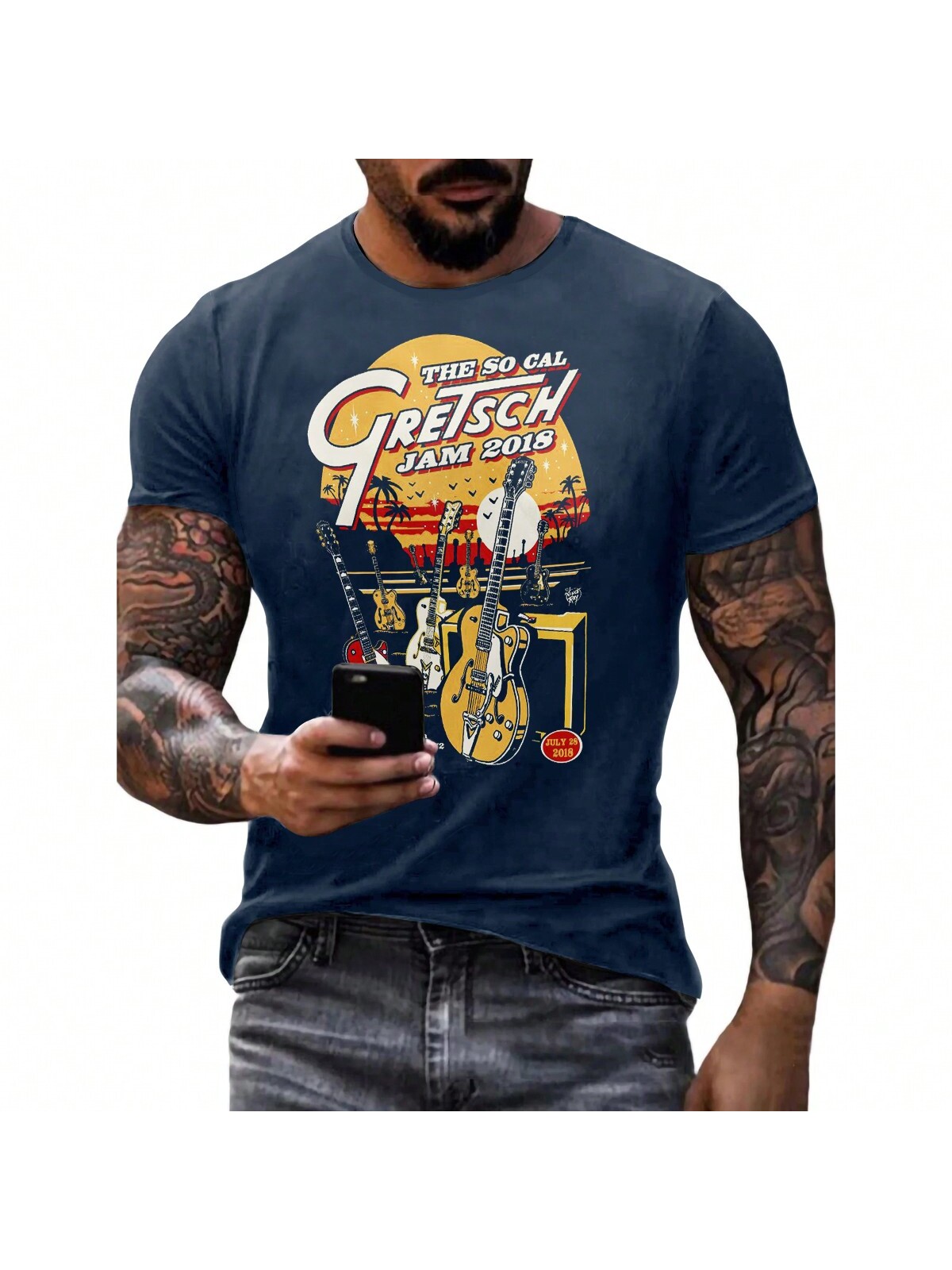 цена Мужская футболка с графическим рисунком, темно-синий