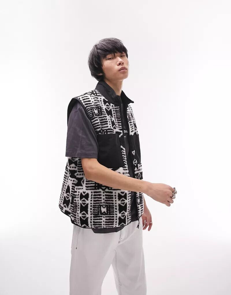 

Бежевый жилет с принтом Topman Borg