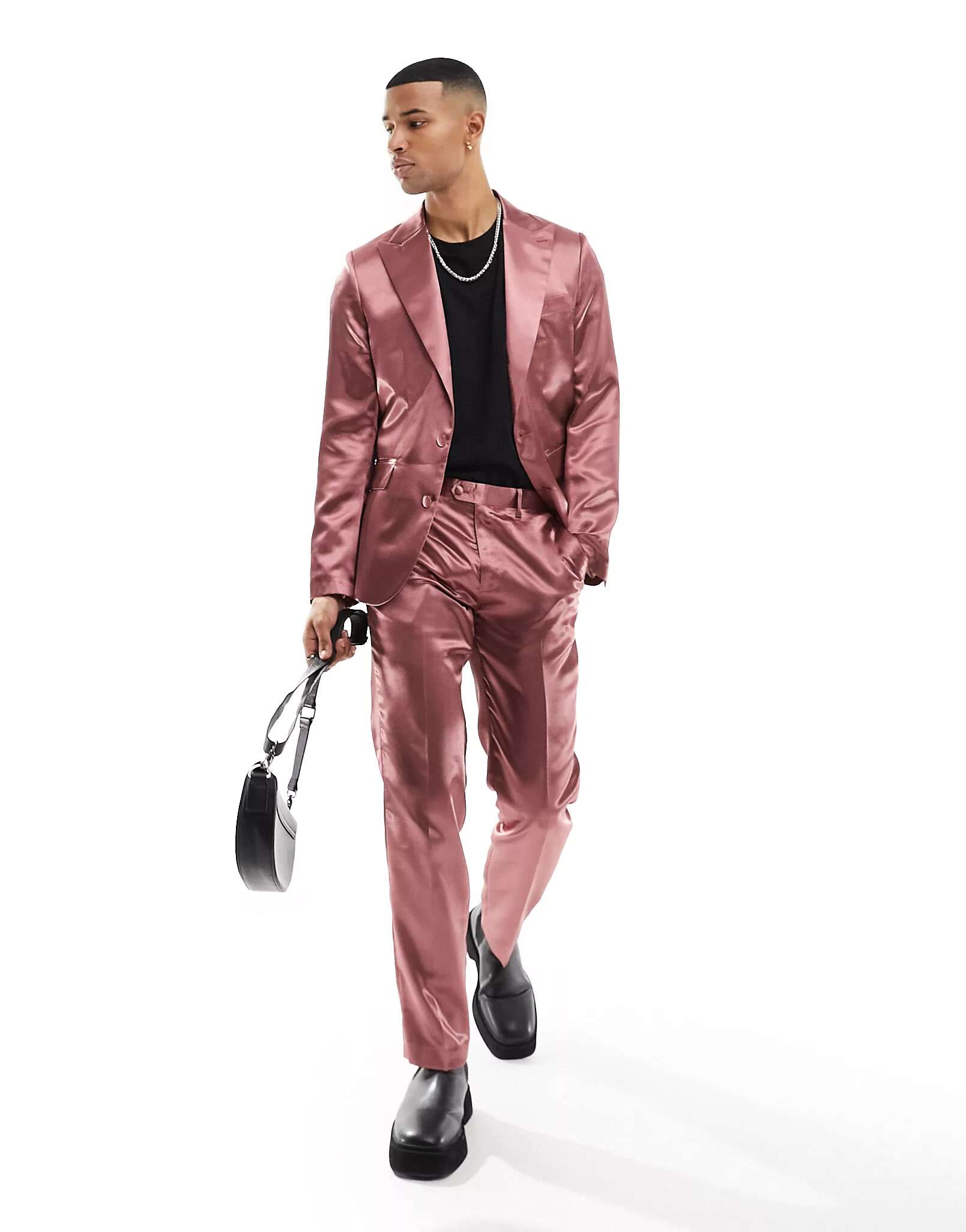 Gianni Feraud темно-лиловые атласные прямые костюмные брюки