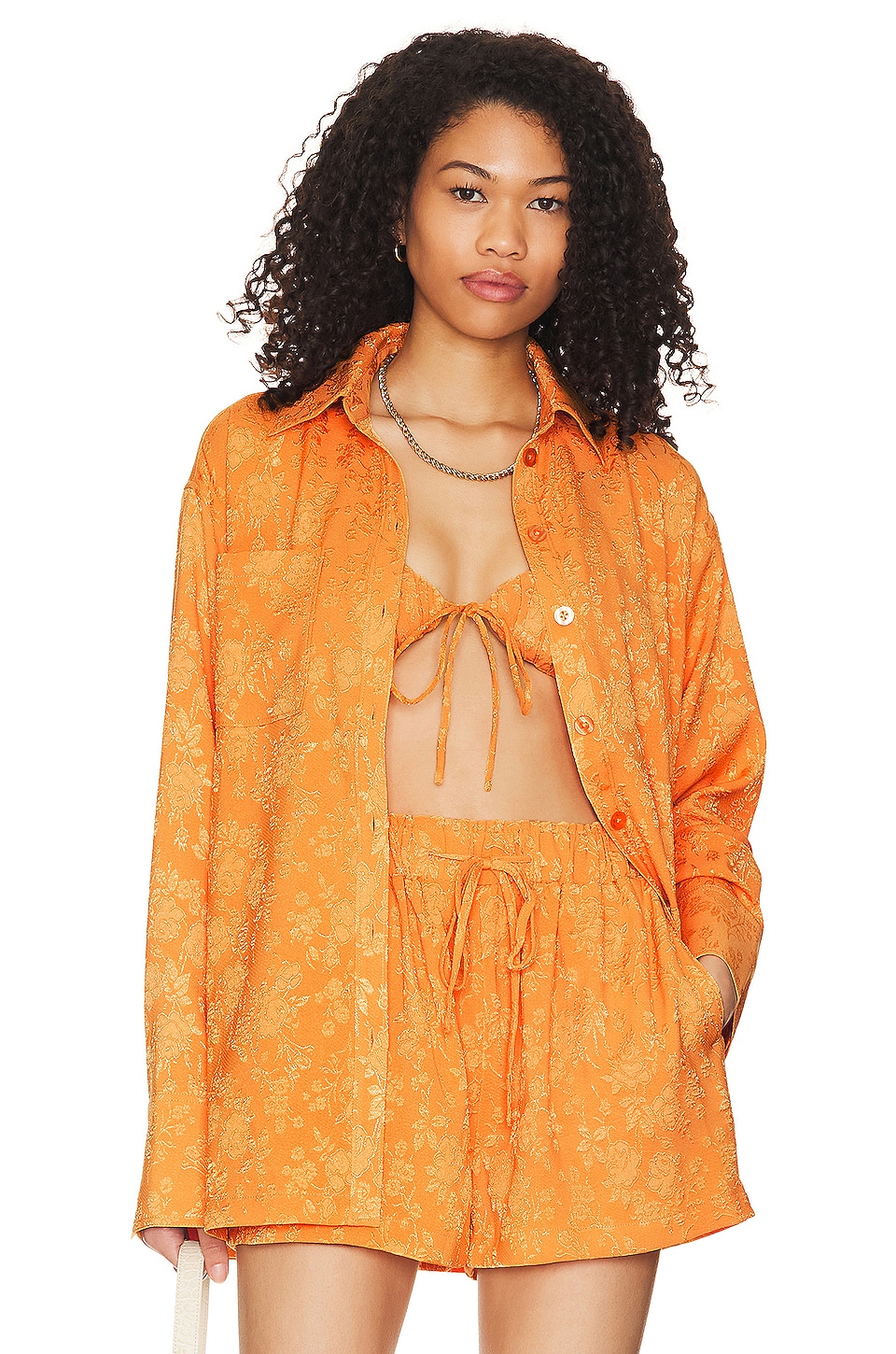 цена Рубашка LPA Robin Relaxed Button Down, цвет Tangerine Dream