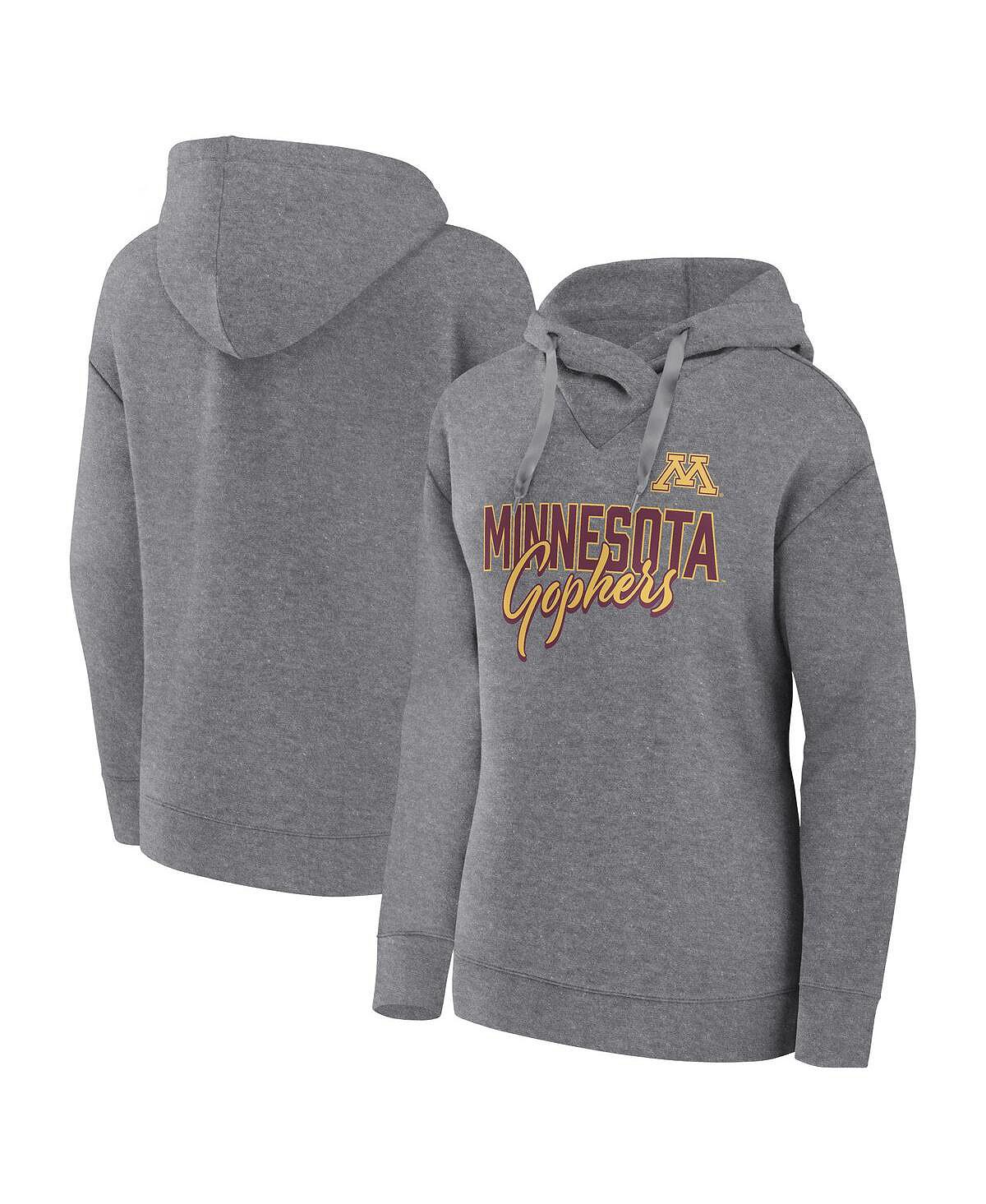 

Женский пуловер с капюшоном с фирменным логотипом Heather Grey Minnesota Golden Gophers Script Favorite Fanatics