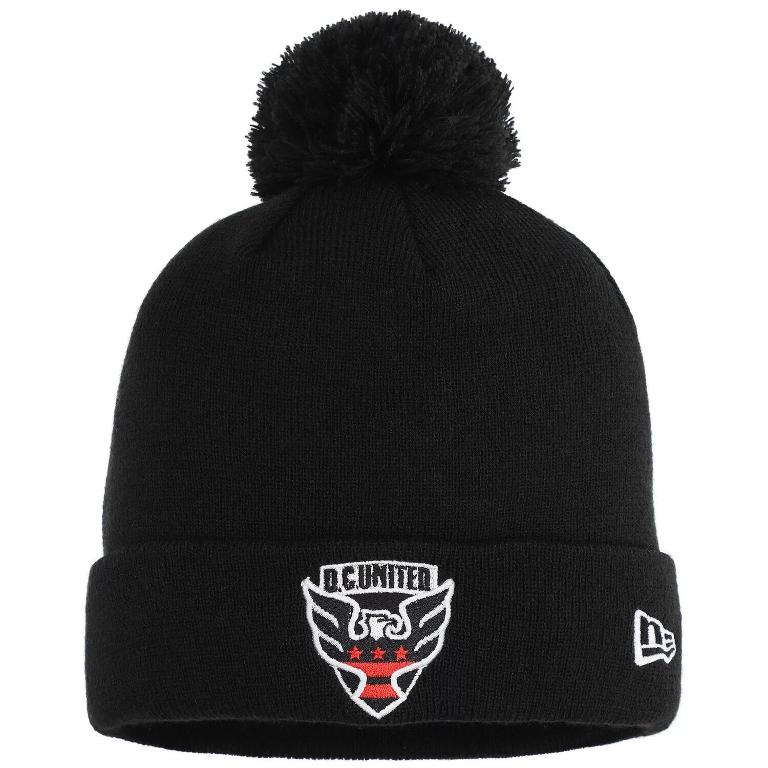 

Мужская черная вязаная шапка с манжетами и помпоном New Era DC United Primary