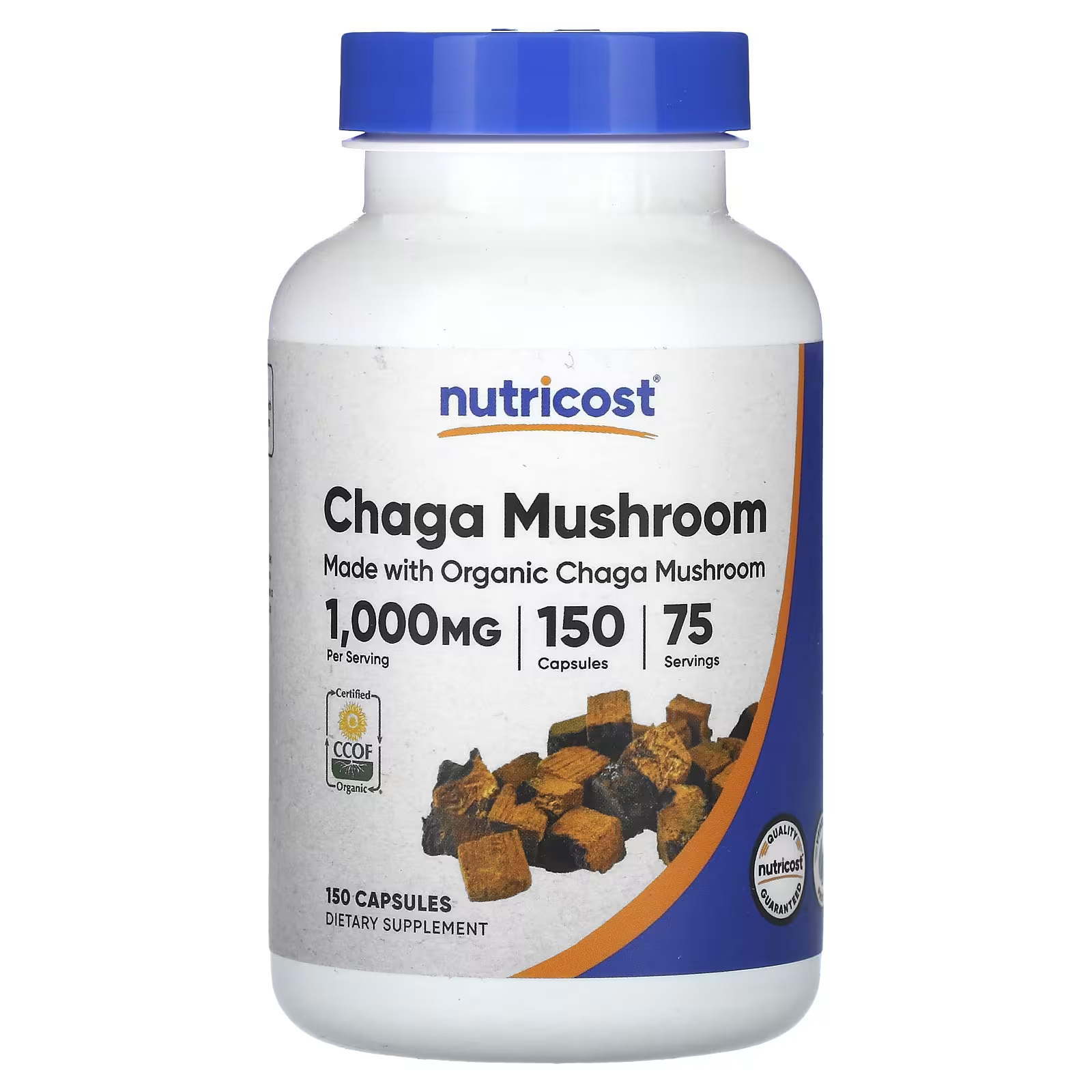 Nutricost Чага Гриб 1000 мг 150 капсул (500 мг на капсулу) nutricost гриб хвост индейки 1200 мг 120 капсул 600 мг на капсулу