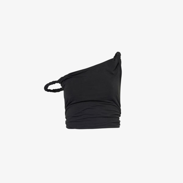 

Асимметричный топ из эластичного трикотажа Twist-Strap Good American, черный