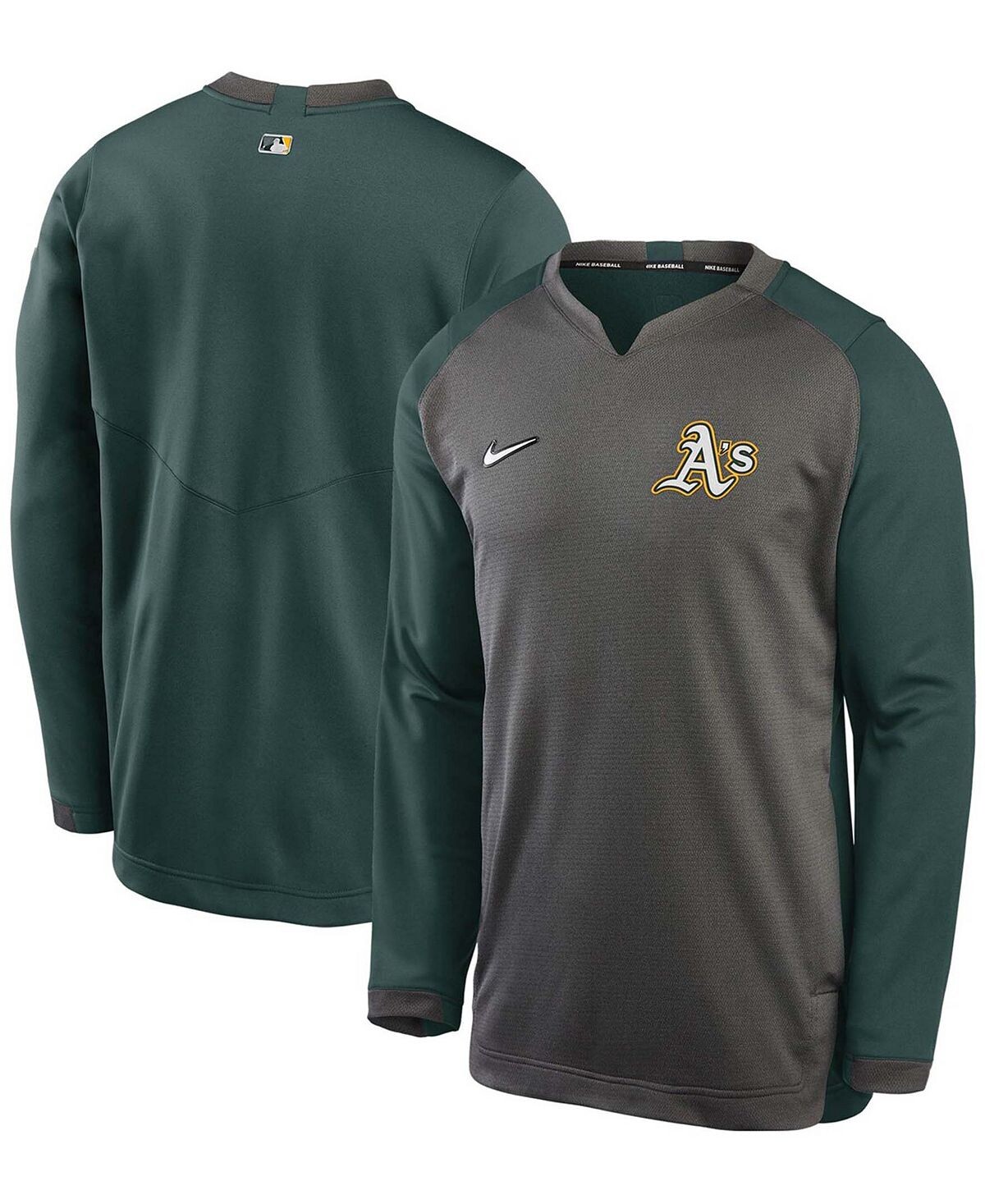 

Мужской темно-серый, зеленый пуловер Oakland Athletics Authentic Collection Thermal Crew Performance, толстовка Nike