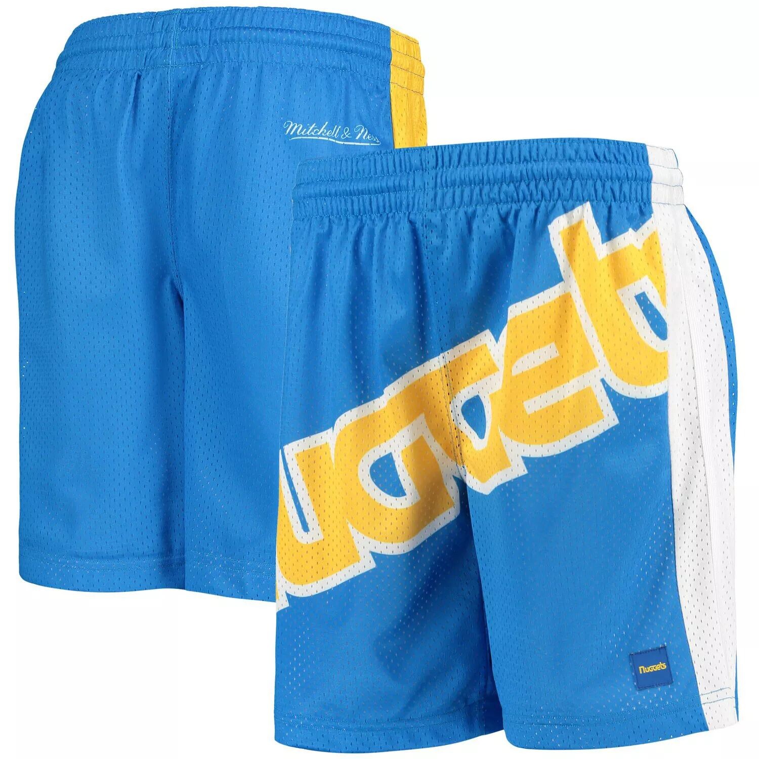 

Молодежные шорты Mitchell & Ness Blue Denver Nuggets из твердой древесины в классическом стиле с сетчатыми шортами с большим лицом Unbranded