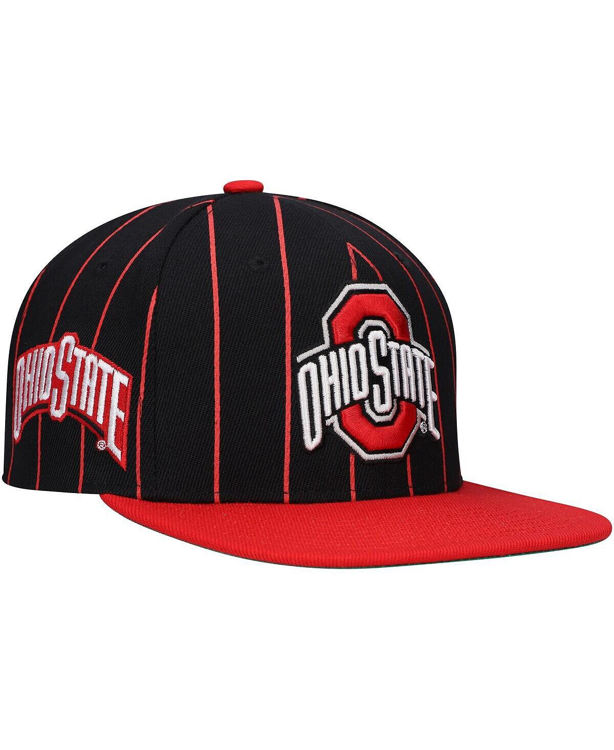 

Мужская черная кепка Snapback в тонкую полоску Ohio State Buckeyes Team Mitchell & Ness