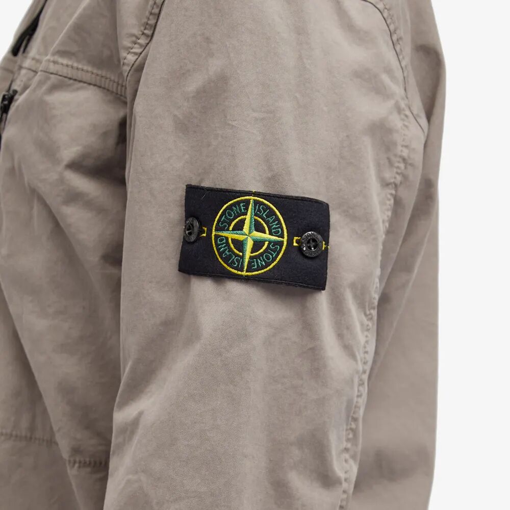 

Stone Island Куртка-рубашка на молнии из хлопкового твила Supima стрейч-TC, серый