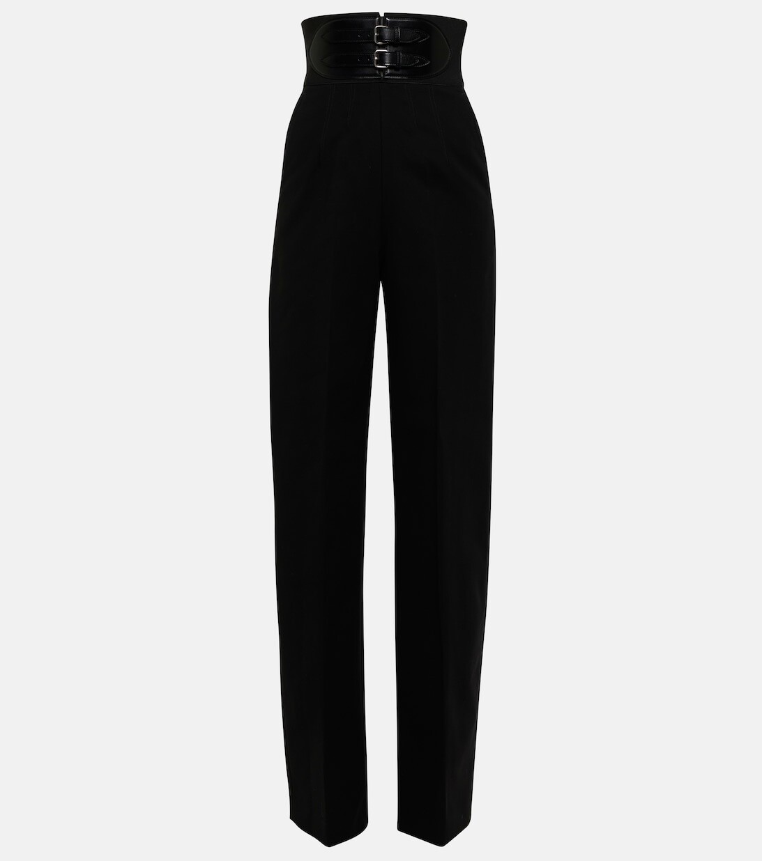 

Кожаные брюки с высокой посадкой ALAÏA, черный