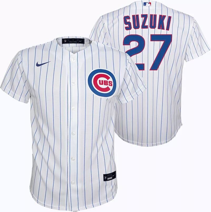 

Nike Youth Chicago Cubs Seiya Suzuki #27 Белая классная домашняя майка