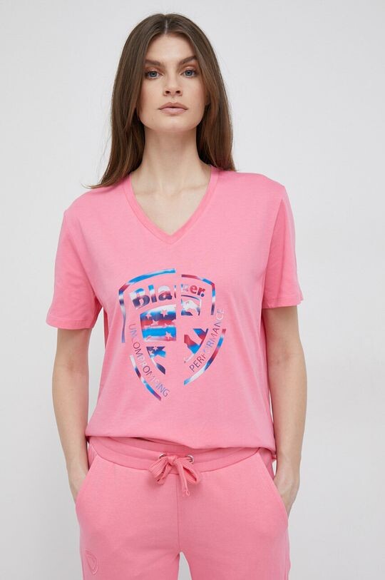 

Хлопковая футболка Blauer, розовый