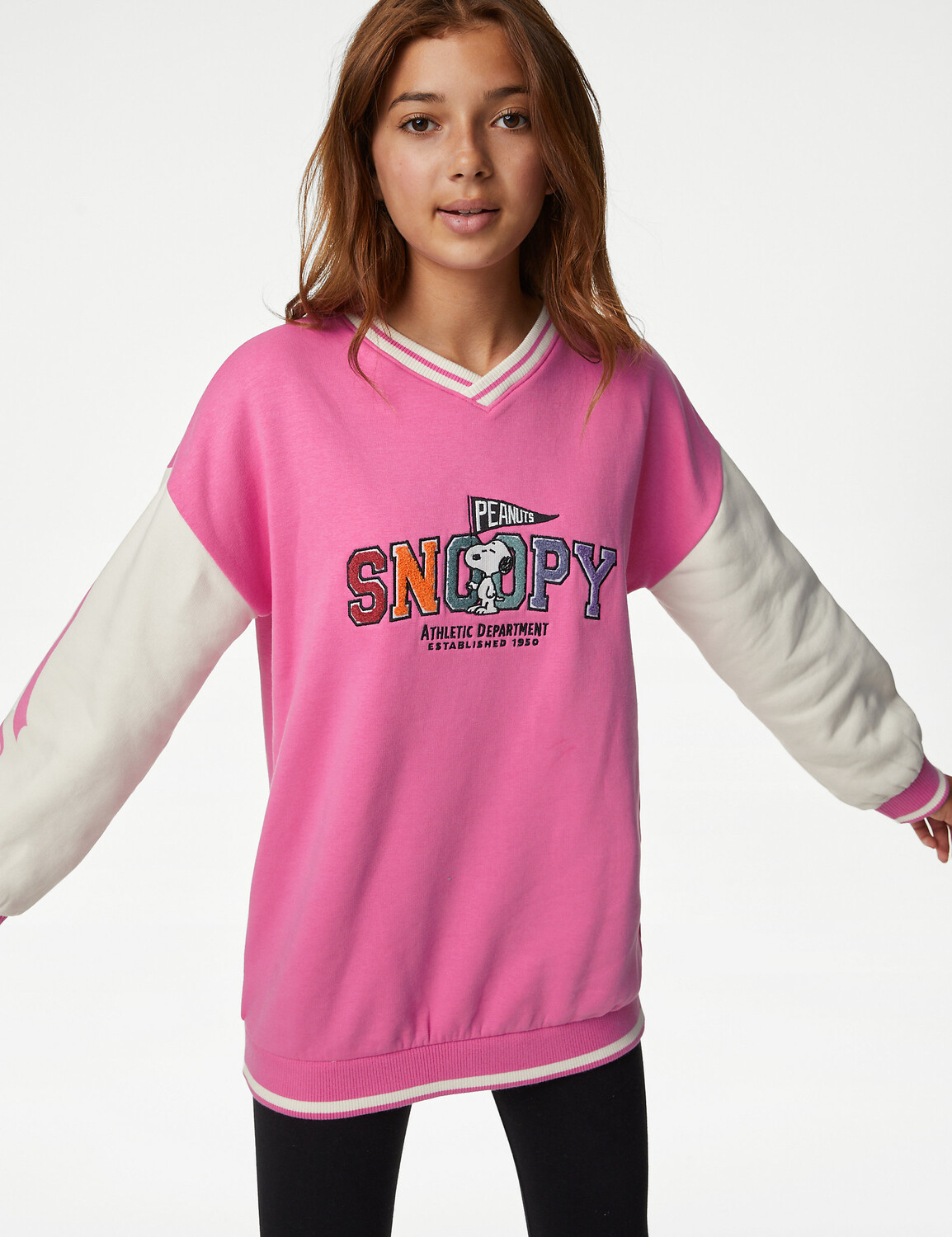 

Толстовка Cotton Rich Snoopy (6–16 лет) Marks & Spencer, розовый микс