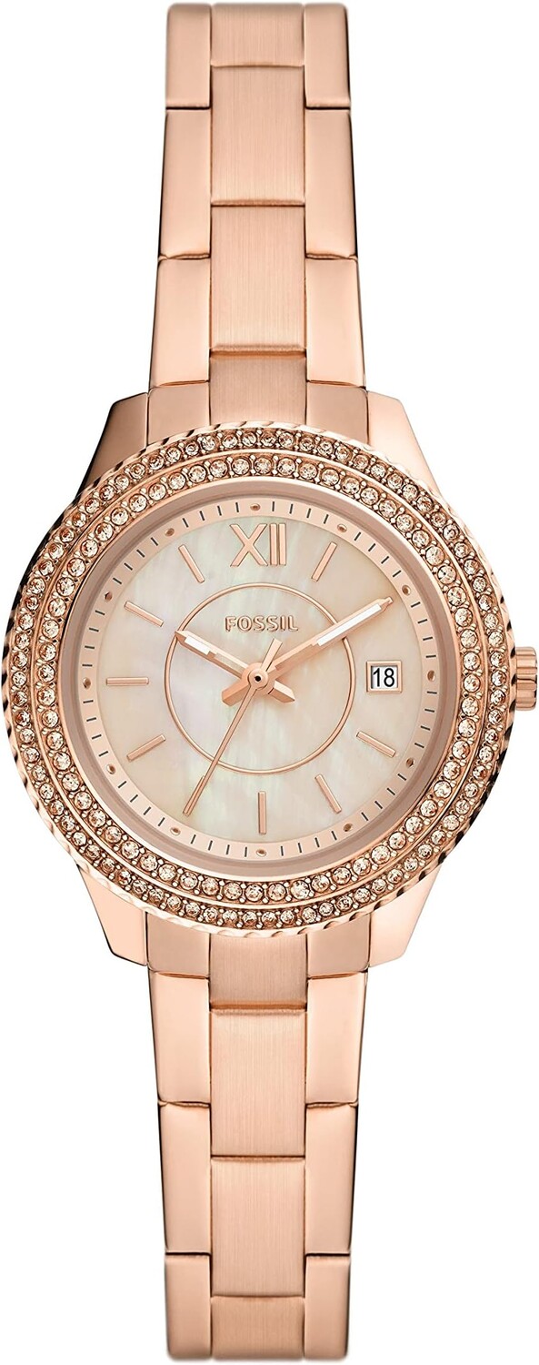

Часы 18 mm - Stella Mini Three Hand Date Stainless Steel Dress Watch - ES5136 Fossil, цвет Rose Gold Tone