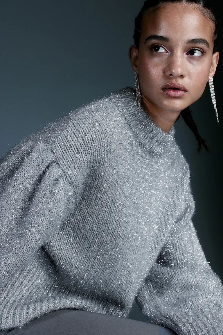 

Свитер с объемными рукавами H&M, серый