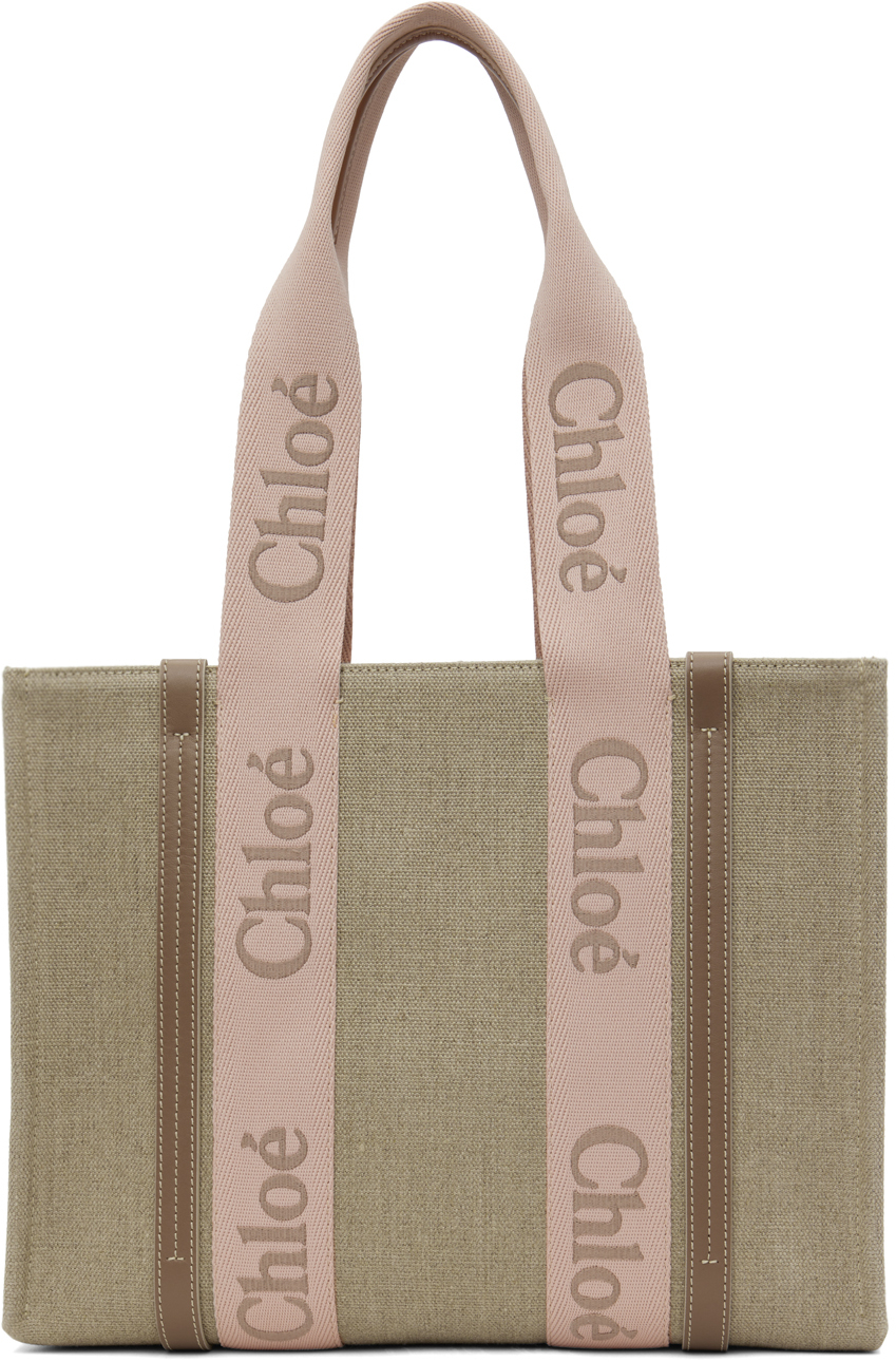 Бежевая сумка-тоут среднего размера Woody Chloe, цвет Blushy beige