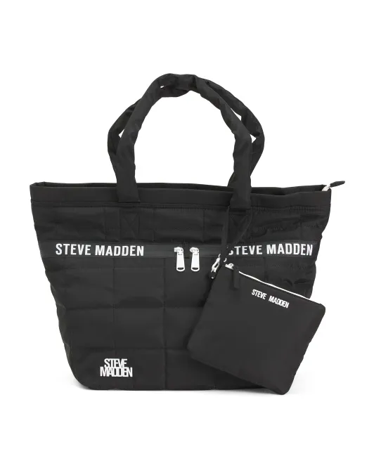 

Нейлоновая стеганая сумка-тоут Layzia со съемным чехлом Steve Madden, черный