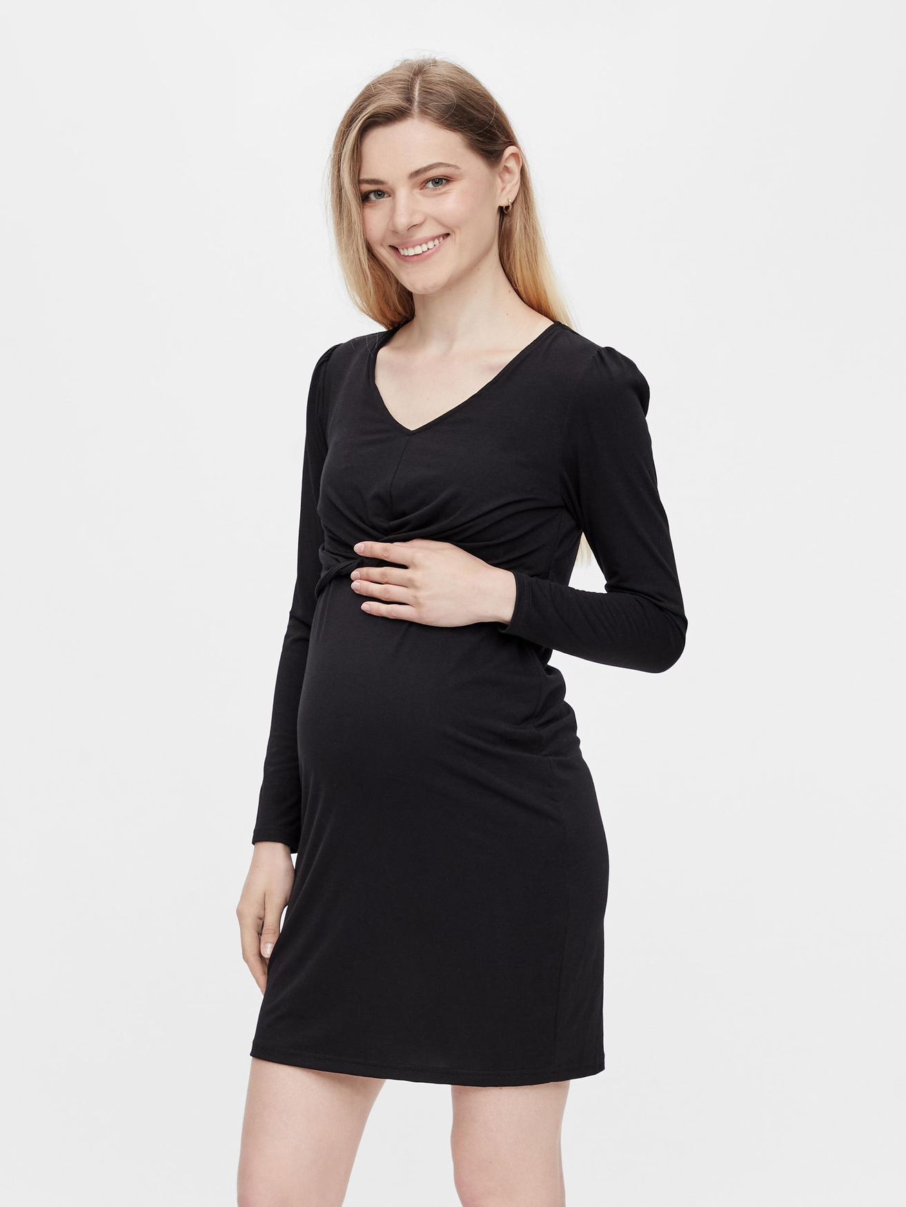 Платье mama licious Umstands Mini Stretch Shirt Dress MLELLEN, черный цена и фото